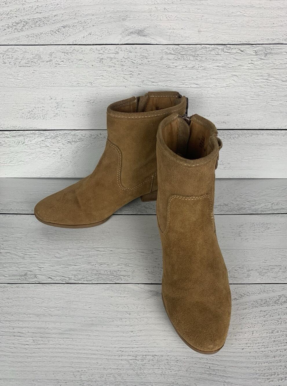 Sofft Women's 7 M Chestnut Brown Leather Suede Leather Block Heel Bootie Shoes